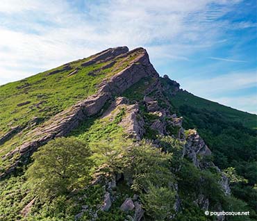 Sommet de l'Atxuria, au dessus des grottes de Sare