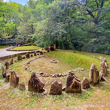 Cairn cromlech at the megalithic park of the caves of Sare